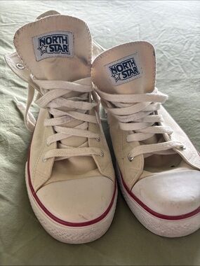 Vintage North Star High-Top Athletic Sneakers in Off-White
